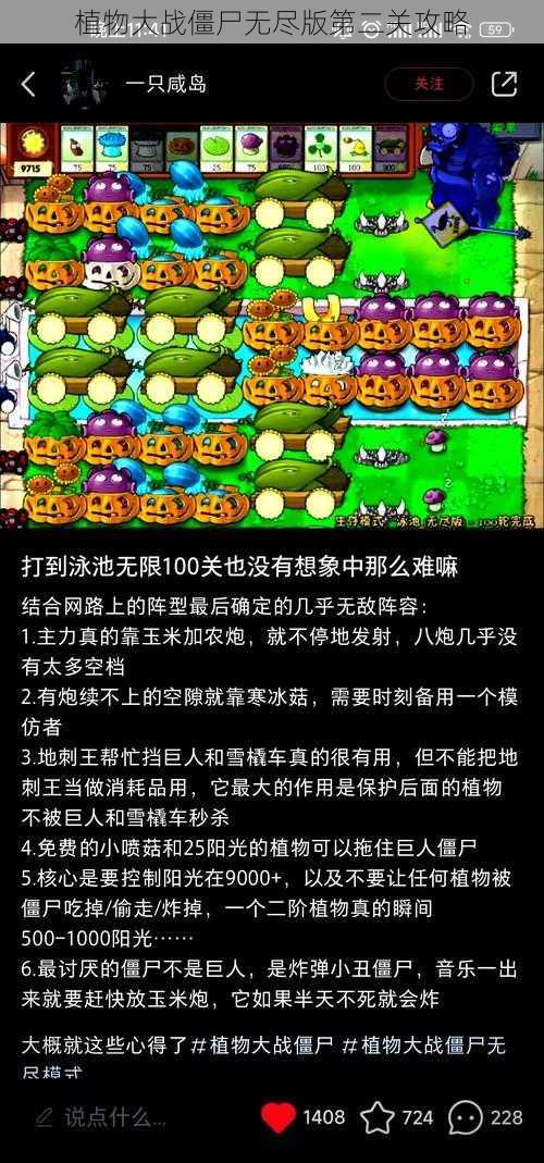 植物大战僵尸无尽版第二关攻略