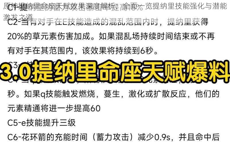 原神提纳里命座天赋效果深度解析：全面一览提纳里技能强化与潜能激发之道