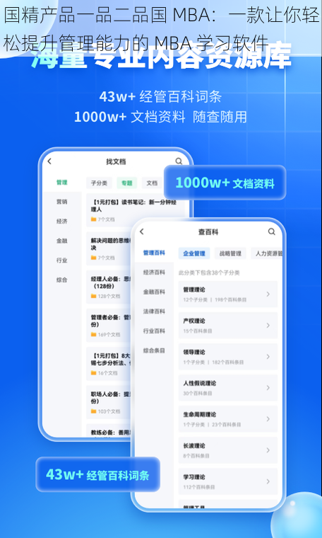 国精产品一品二品国 MBA：一款让你轻松提升管理能力的 MBA 学习软件