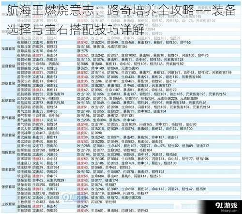 航海王燃烧意志：路奇培养全攻略——装备选择与宝石搭配技巧详解